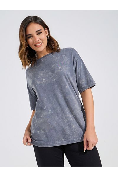 Styli Acid Wash T-Shirt with Joggers Co-Ord Set