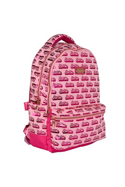 WİGGLE Shiny Patterned Wiggle Barbie - Large Size Children's School Backpack with 3 Compartments Pockets, Pink
