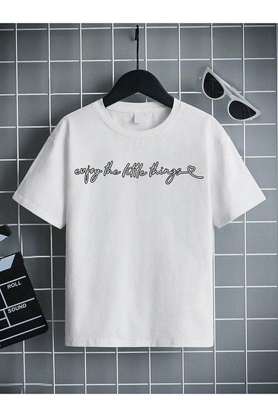 VASK Unisex Άνετο βαμβακερό εμπριμέ μαύρο παιδικό μπλουζάκι