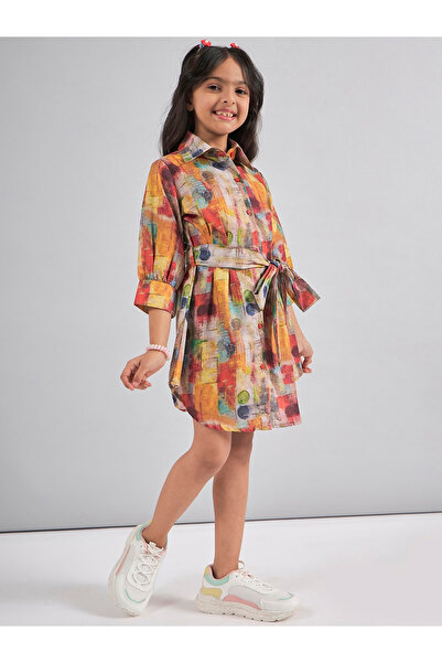 Stylo Bug By Styli Abstract Print 3/4 Sleeves Mini Dress