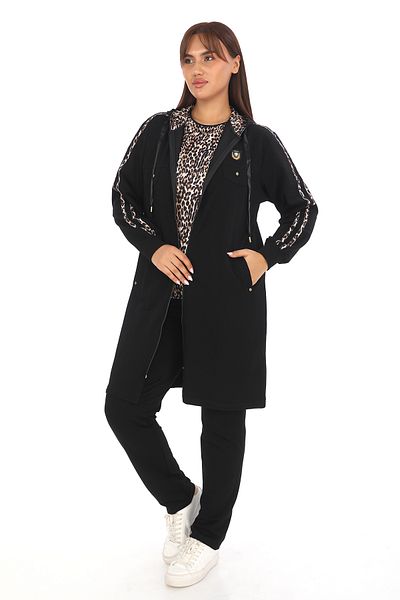 WND SPORT Leopard Detailed 3-Piece Women's Tracksuit Set with Tunic