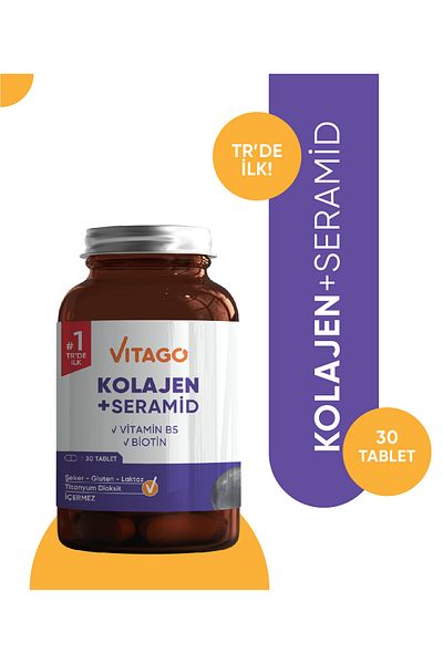 Vitago Premium Biotin Containing Hydrolyzed Collagen and Ceramide 30 Tablets