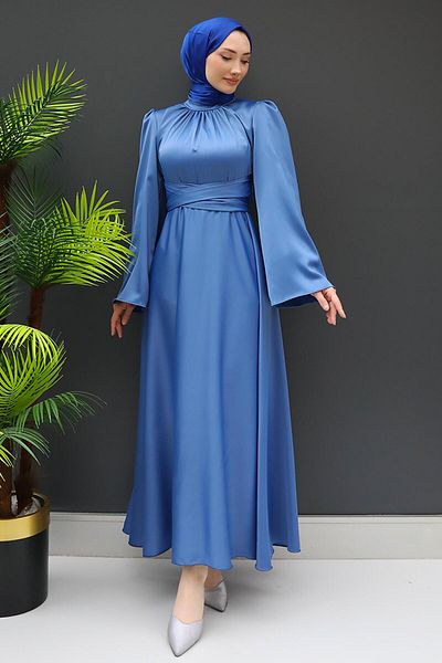 GİZ AGİYİM Nazlı Hijab Dress Blue