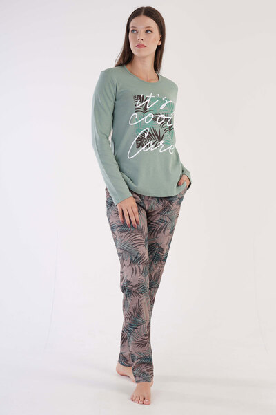 VİENETTA Women's Interlock Cotton Pajama Set - 304145