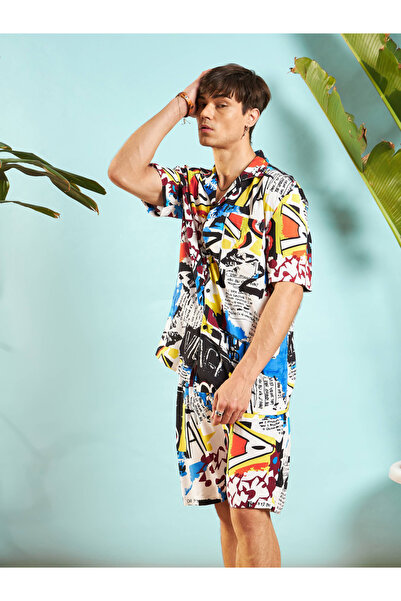 Mascln Sassafras By Styli Conversational Print Relaxed Fit Shirt & Shorts Co-Ords