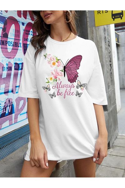 VASK Unisex BEE FREE εμπριμέ μπλουζάκι μεγάλου μεγέθους