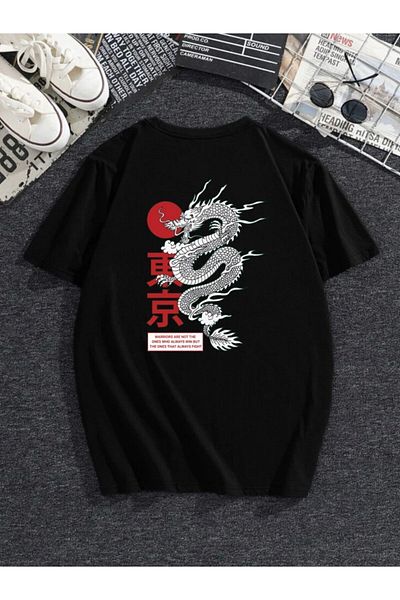 MODADEER Unisex Red Dragon Oversize Tshirt