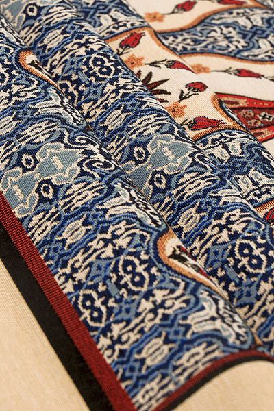 Bursa İpek Tulip Patterned Blue Tapestry Prayer Rug