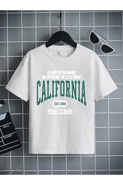 VASK Tricou alb pentru copii, unisex, confortabil, din bumbac, imprimat