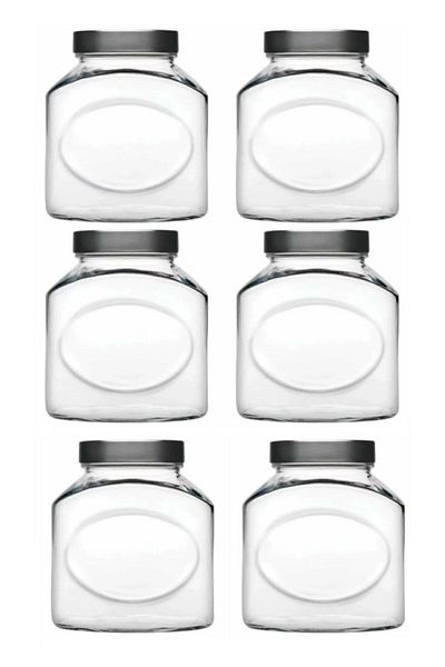 Paşabahçe Ellipse Glass Jar with Metal Lid 1500 Cc 6 Pieces 80387