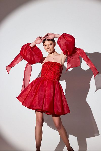 Tangül&Ali'S Moda Evi Embroidered Red Dalya Dress