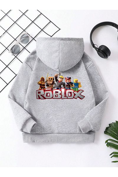 VASK UNISEX CHILDREN'S HOODED COTTON PRINTED SWEATSHIRT