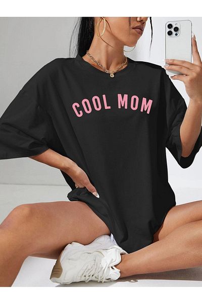 VASK Unisex COOL MOM εμπριμέ μπλουζάκι μεγάλου μεγέθους