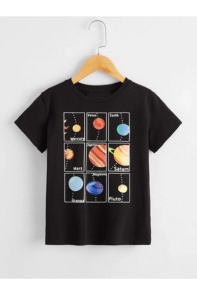 VASK Unisex Comfortable Cotton Planets Printed Children's T-shirt