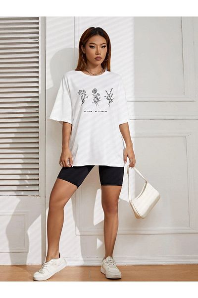 VASK Unisex FLOWERS Μπλουζάκι με στάμπα Oversize