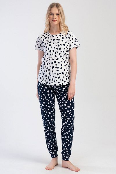 VİENETTA Set de pijamale din bumbac cu mâneci scurte pentru femei - 403304
