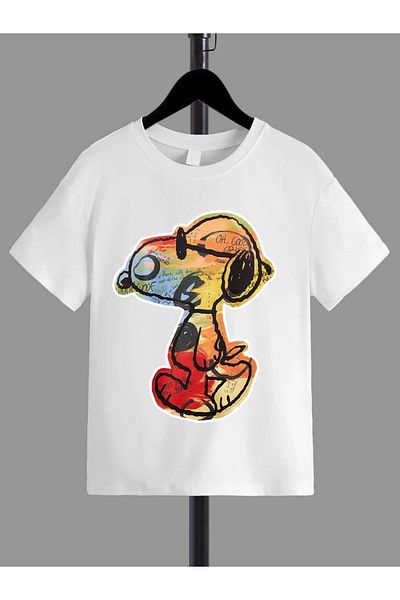VASK Tricou pentru copii, unisex, confortabil, alb, imprimat din bumbac