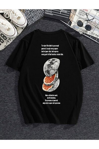 MODADEER Unisex Sliced Moon Oversize Tshirt