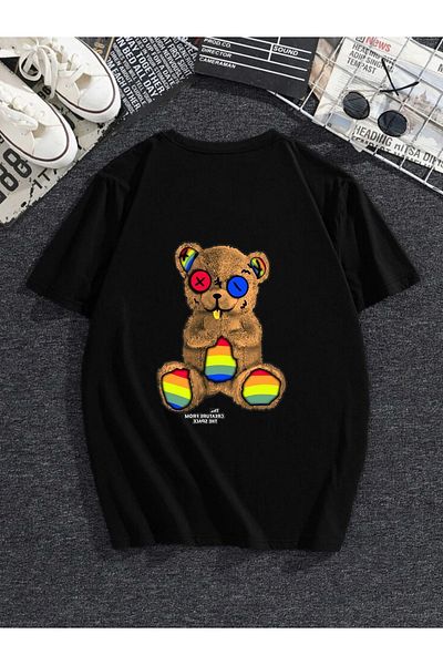 MODADEER Unisex πολύχρωμο μπλουζάκι αρκουδάκι Oversize