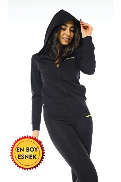 Sweet Sauna Set cu corp și colanți termici din polimer cu mânecă lungă cu glugă pentru femei