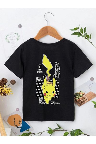 VASK Unisex Comfortable Cotton Printed Black Children's T-shirt
