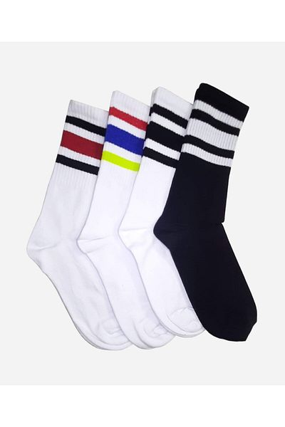 socksbox Μακριές ριγέ κάλτσες τένις 4 Συσκευασία