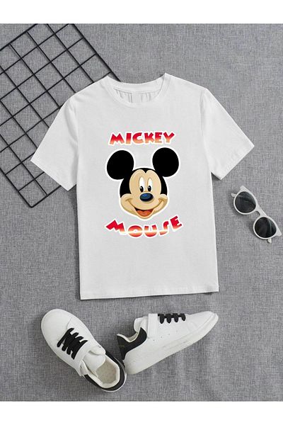 VASK Unisex Comfortable Cotton Printed White Children's T-shirt