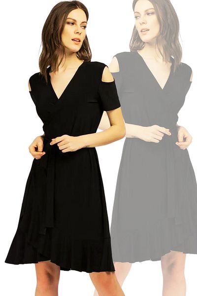Laranor Black Double Breasted Cut Women's Dress - Day and Night Elegance 18l6251