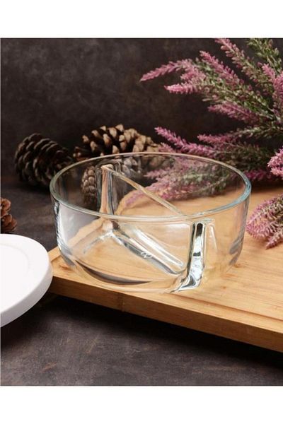Paşabahçe Polar Glass 2 Compartment Storage Container Breakfast Butter Bowl 785cc530683