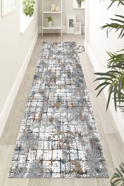 Halise Home Kaymaz Tabanlı Yıkanabilir Baskılı Halı Yolluk