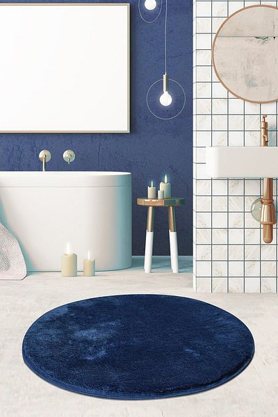 Chilai Home 90x90 εκ. Σκούρο Μπλε Ακρυλικό Χαλί Μπάνιου - Χαλάκι Πόρτας
