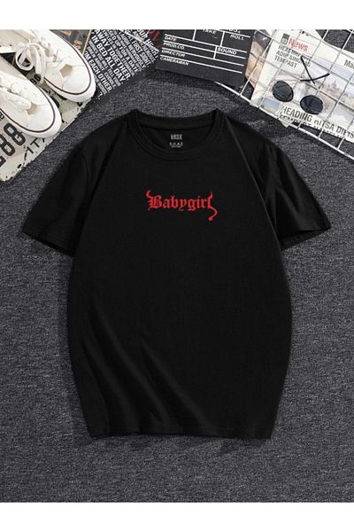 MODADEER Unisex Babygirl Oversize Tshirt - Red Writing