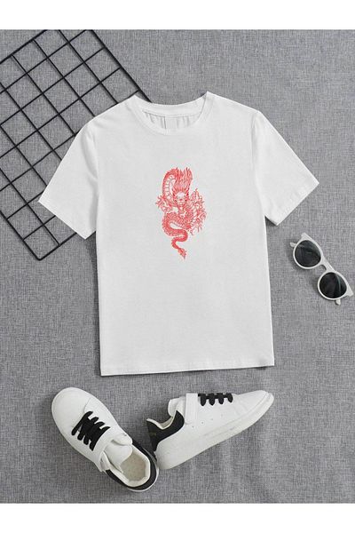 VASK Unisex Comfortable Cotton Printed White Children's T-shirt