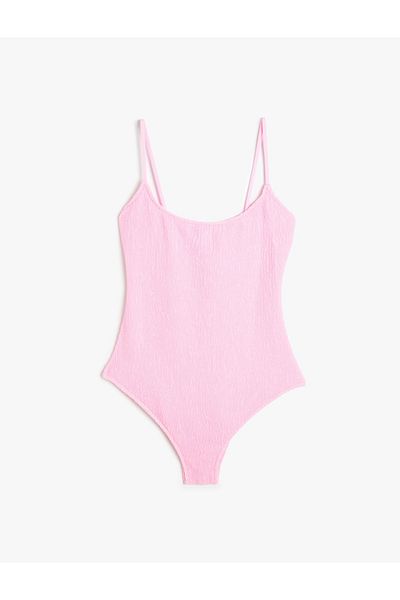 Koton X - Μαγιό με υφή Slim Fit, λαιμόκοψη U και λεπτές τιράντες με επένδυση