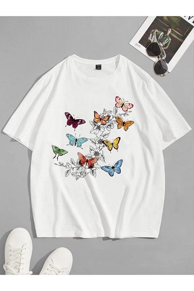 VASK Unisex Πολύ Πολύ Μπλουζάκι με στάμπα πεταλούδας