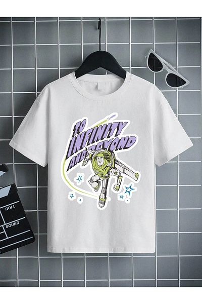 VASK Unisex Άνετο Παιδικό μπλουζάκι από βαμβακερό εμπριμέ λευκό