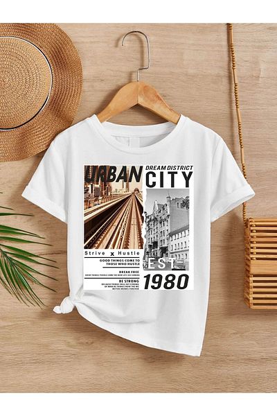 VASK Unisex Comfortable Cotton Printed White Children's T-shirt