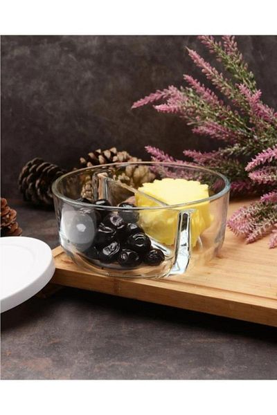 Paşabahçe Polar Glass 2 Compartment Storage Container Breakfast Butter Bowl 785cc530683
