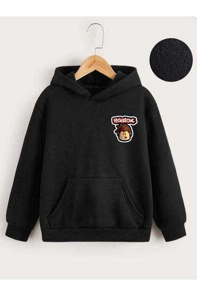 VASK UNISEX CHILDREN'S HOODED COTTON PRINTED SWEATSHIRT