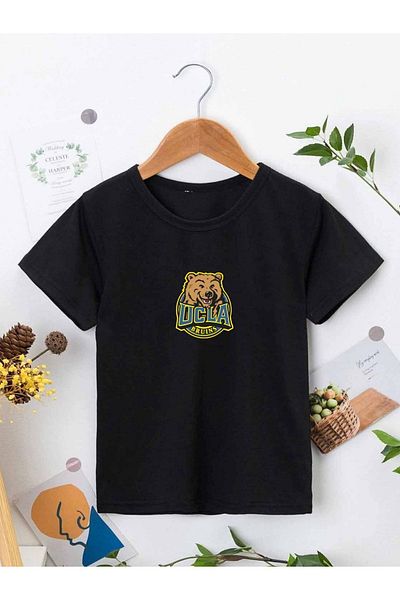 VASK Unisex Comfortable Cotton Printed Black Children's T-shirt