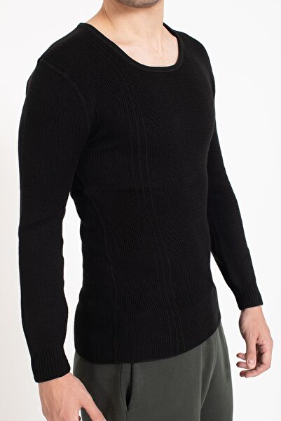 KonForYou Siyah Uzunkol Yün Atlet Kışlık Kalın Içlik