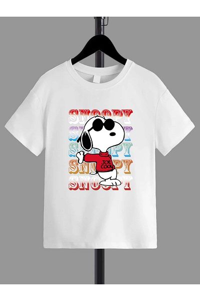 VASK Tricou alb pentru copii, unisex, confortabil, din bumbac, imprimat