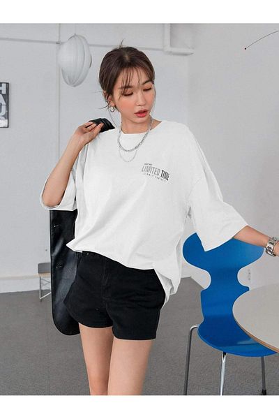 VASK Tricou oversize unisex cu imprimeu cu timp limitat