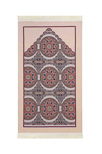 Bursa İpek Mandala Patterned Orange Tapestry Prayer Rug
