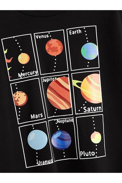 VASK Unisex Comfortable Cotton Planets Printed Children's T-shirt