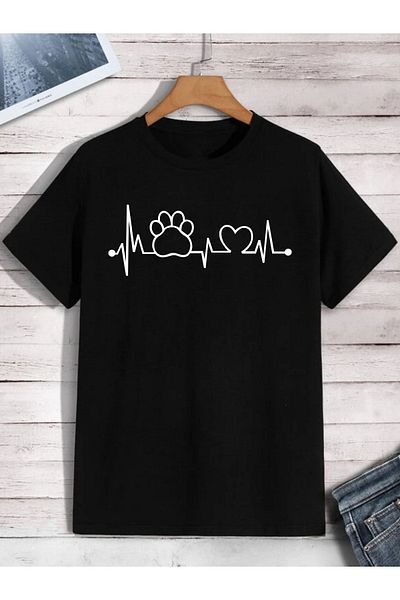 VASK Μπλουζάκι Unisex Paw Heart με στάμπα Oversize