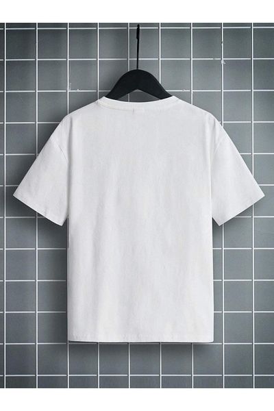 VASK Tricou pentru copii, unisex, confortabil, alb, imprimat din bumbac