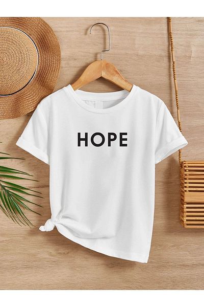VASK Tricou alb pentru copii, unisex, confortabil, din bumbac, imprimat