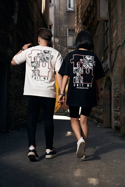 VASK Tricou oversize unisex cu imprimeu Unıt Me Puzzle