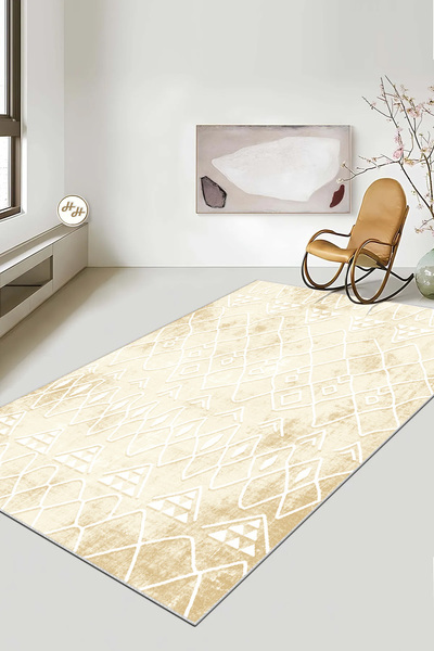 Halise Home Kaymaz Tabanlı Yıkanabilir Baskılı Halı Yolluk